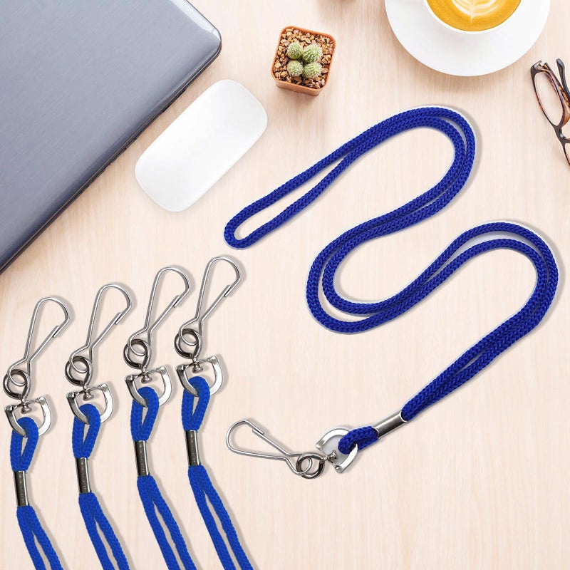 HOSL 100 Pack Badge Lanyard Office Lanyard ID Card Business Card Lanyards Students Employee Lanyards Round 36" With Swivel Hook (Blue) - Image 4